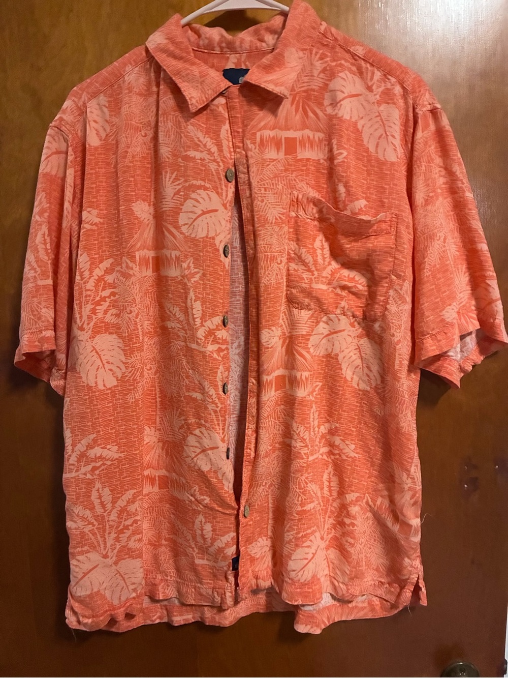 Caribbean Joe Coral Tropical Print Short-Sleeve Button-Down Shirt